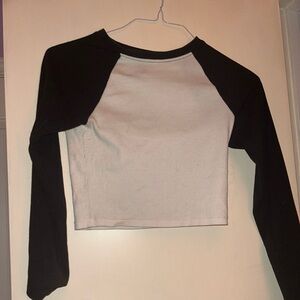 Forever 21 cropped long sleeved shirt, size medium, white and black